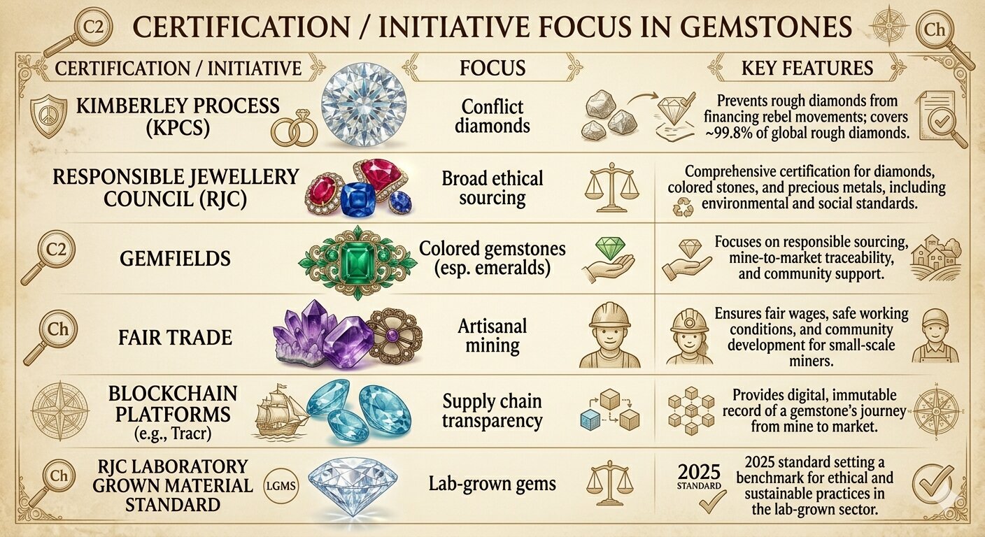 Certifications and Ethical focus in gemstones